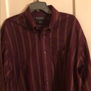Brooks Brothers Cotton Striped Button Down Shirt Men’s Large Burgundy
